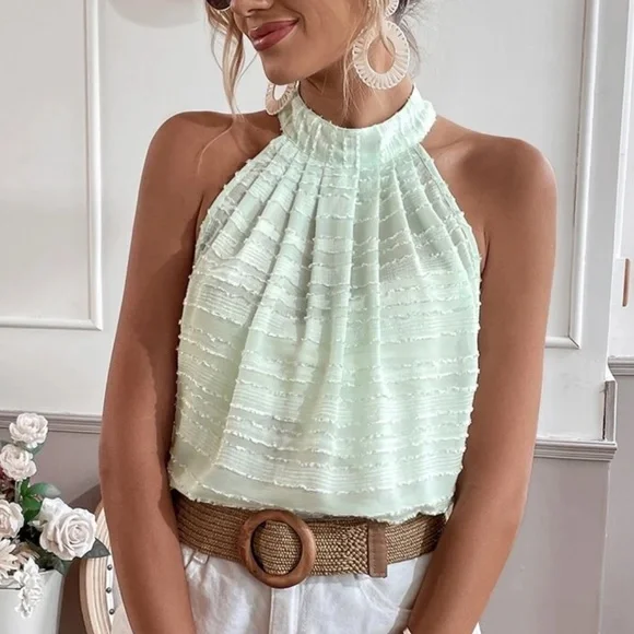 Boho Textured Minimalist Halter Top - Picture 9 of 14